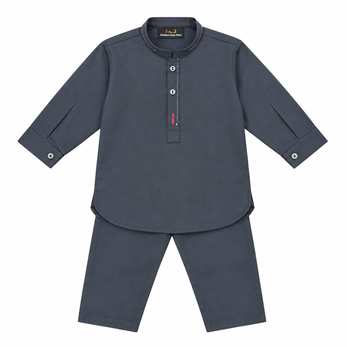 Baby Boy Charcoal Grey Boski Kurta Trouser Set