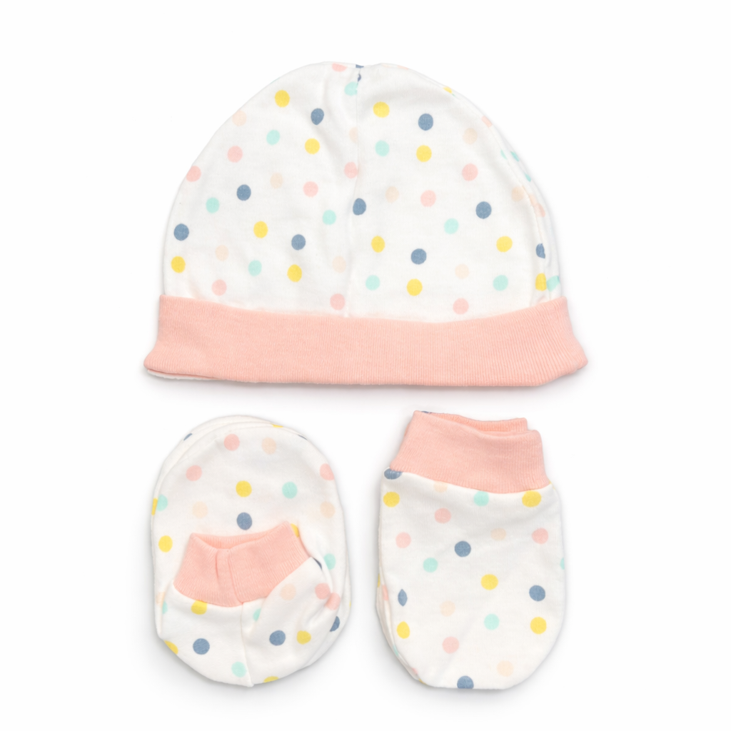 Newborn 3PC Baby Set – Mittens, Booties & Cap for Soft Comfort
