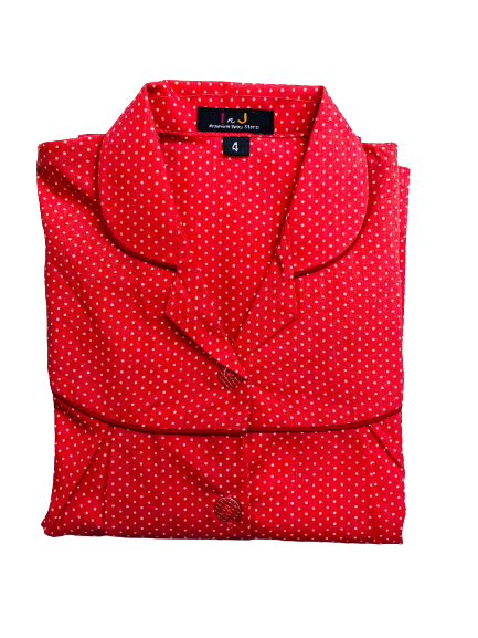Cotton Night Suit V Neck Style Red