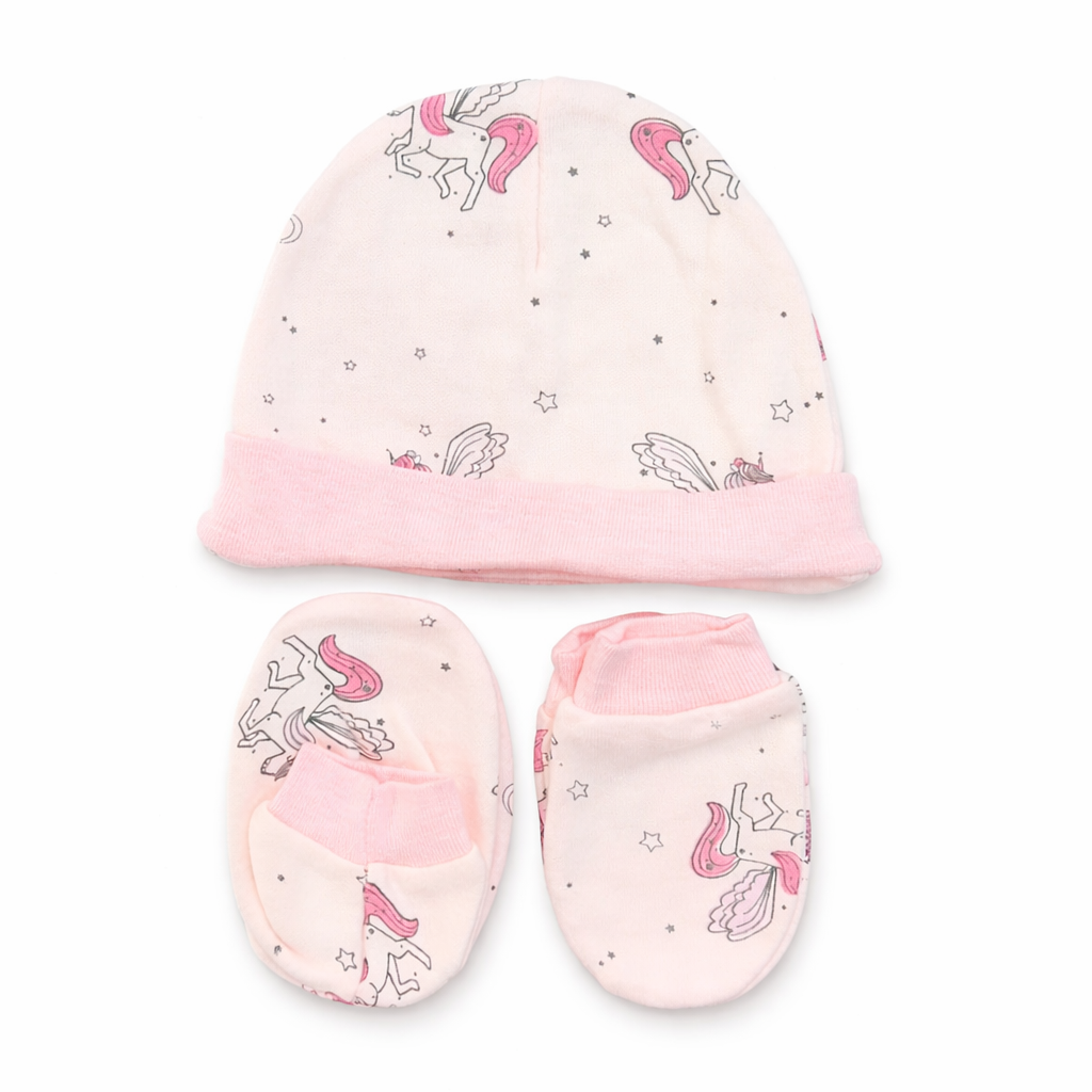Newborn 3PC Baby Set – Mittens, Booties & Cap for Soft Comfort