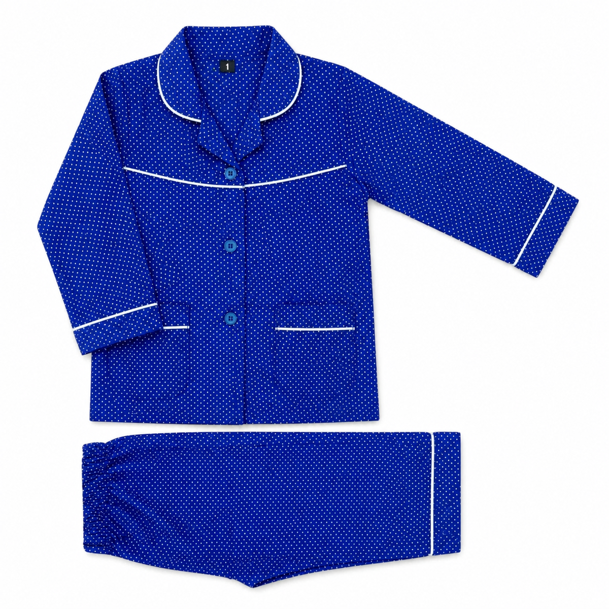 Blue Polka Dots Cotton Night Suit