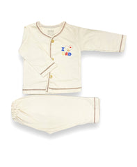 Beige I Love Dad Newborn Pajama Suit / Night Suit