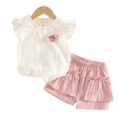 Baby Girl 2PC Pink Self Suit