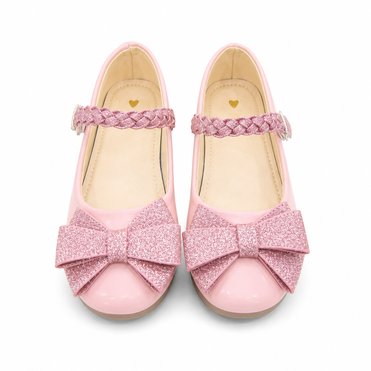 Baby Girl Pink Shimmer Pumps with Bow