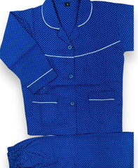 Blue Polka Dots Cotton Night Suit