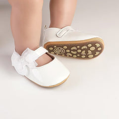 White Bow Pre Walker Pumps