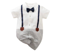 Baby boy White Formal bow Romper