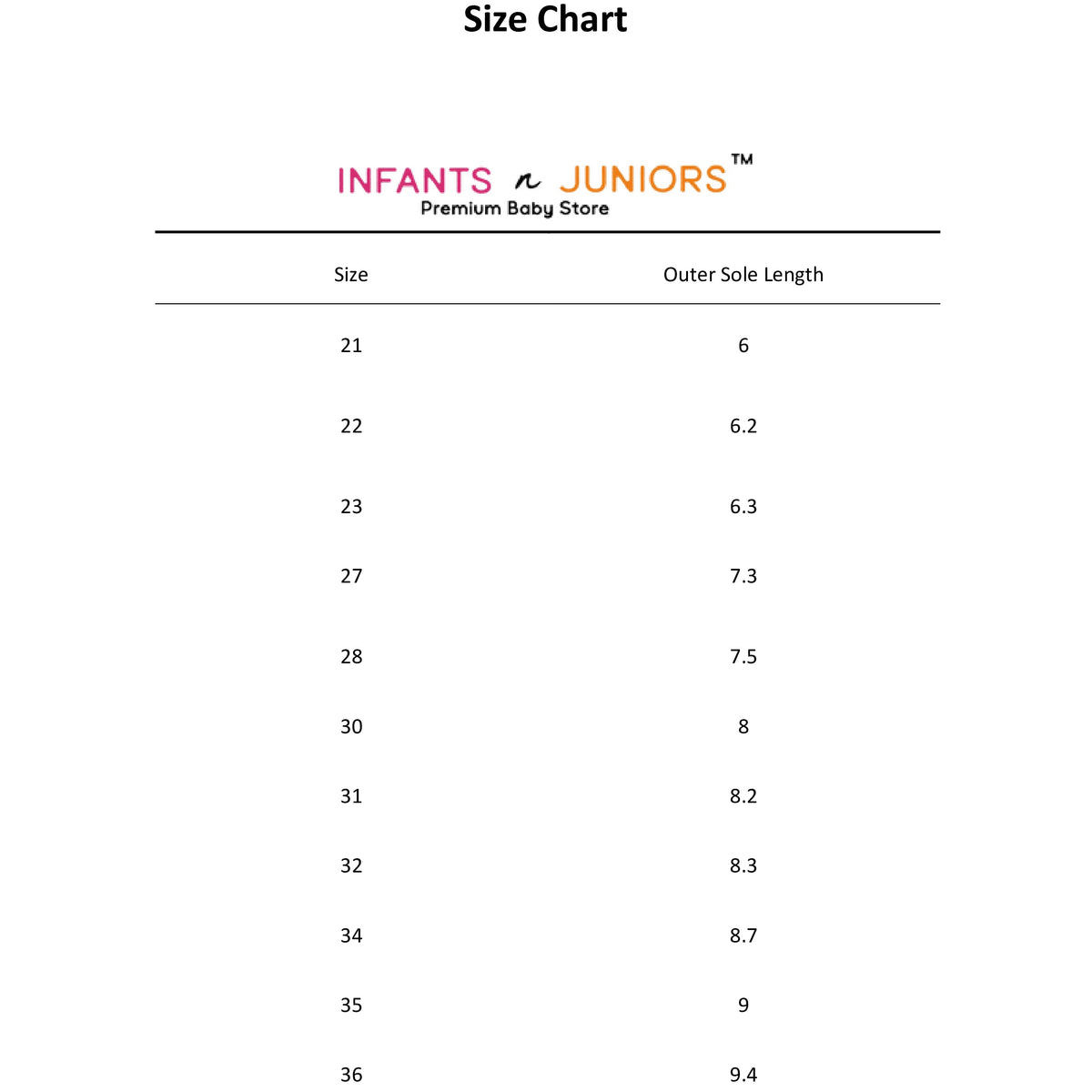 Size chart