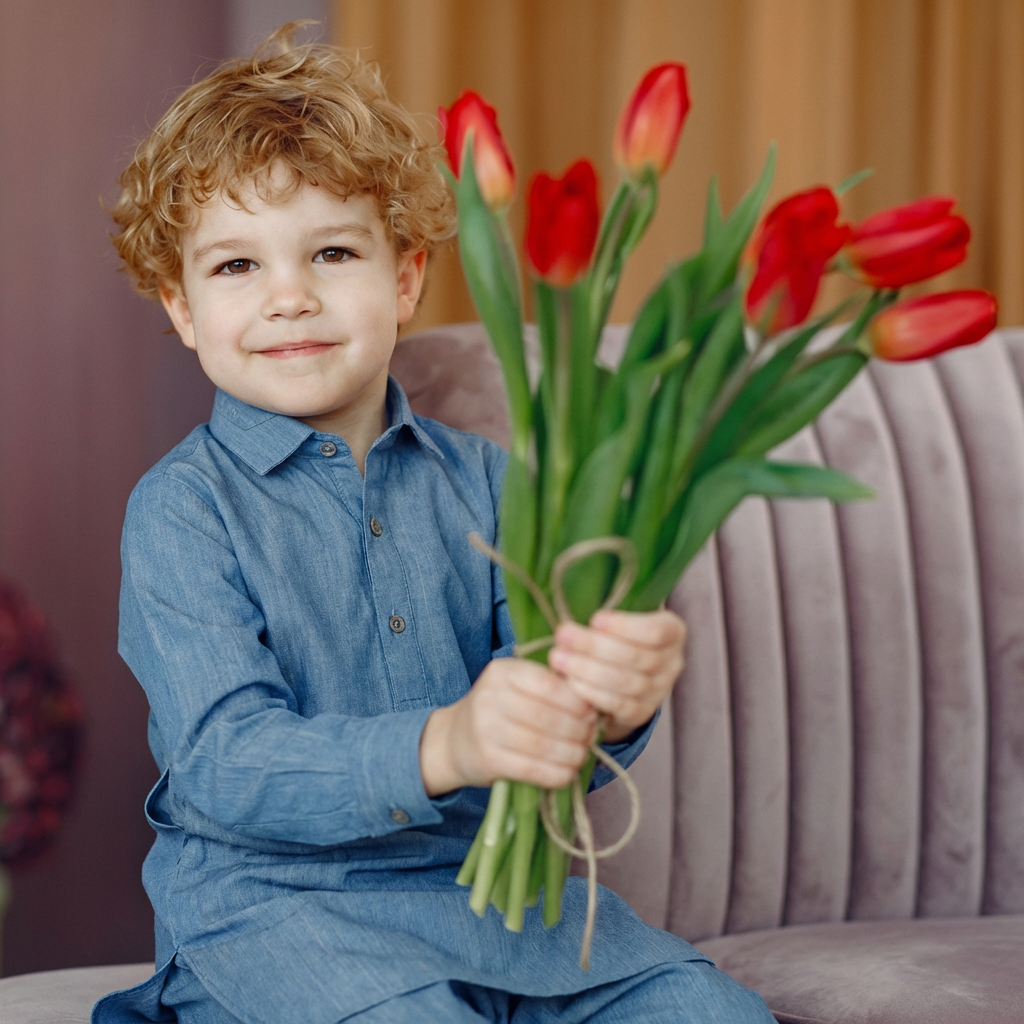 Baby Boy Blue Wash-N-Wear Kurta Trouser Set