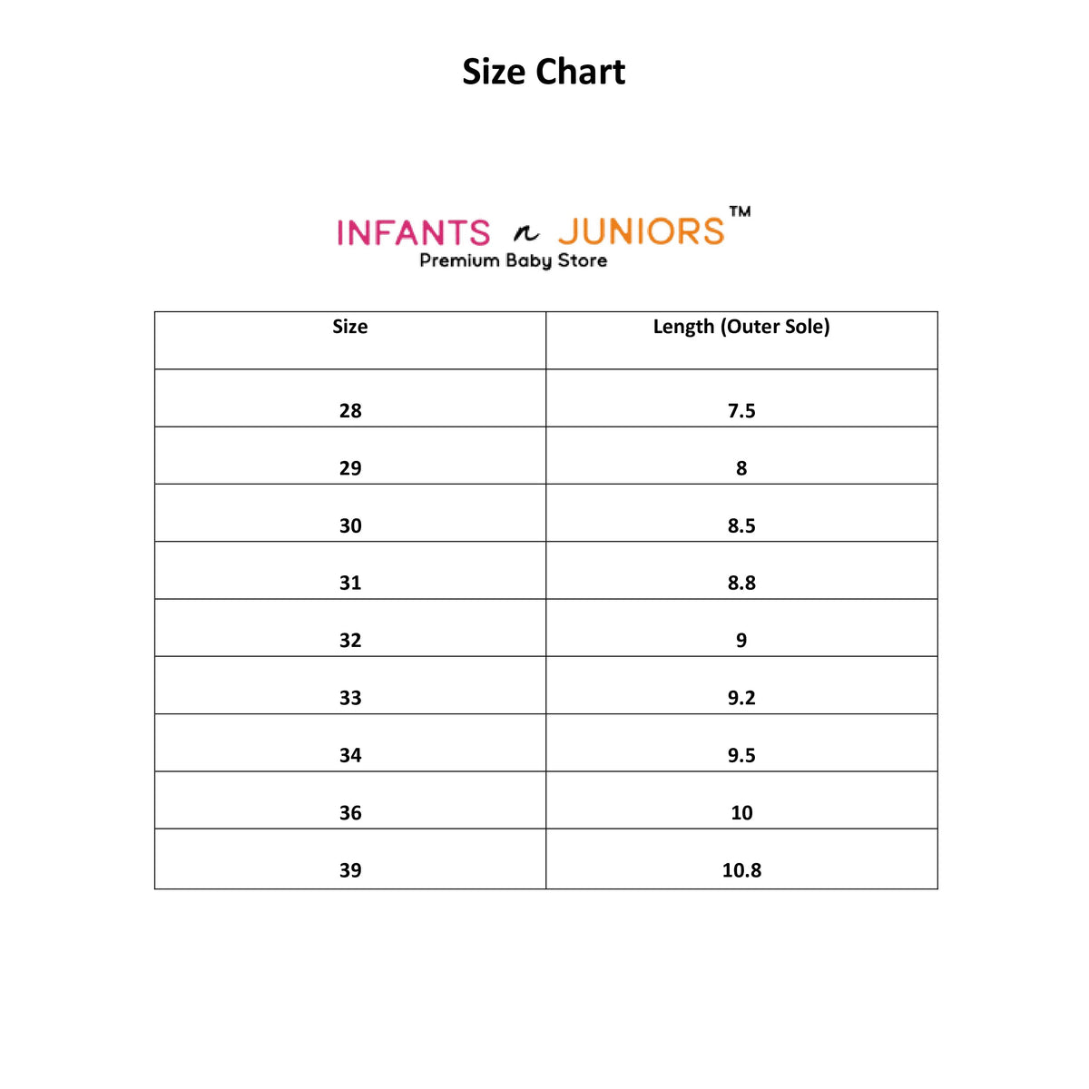 Size chart