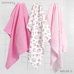3PK Muslin Swaddle Wraps